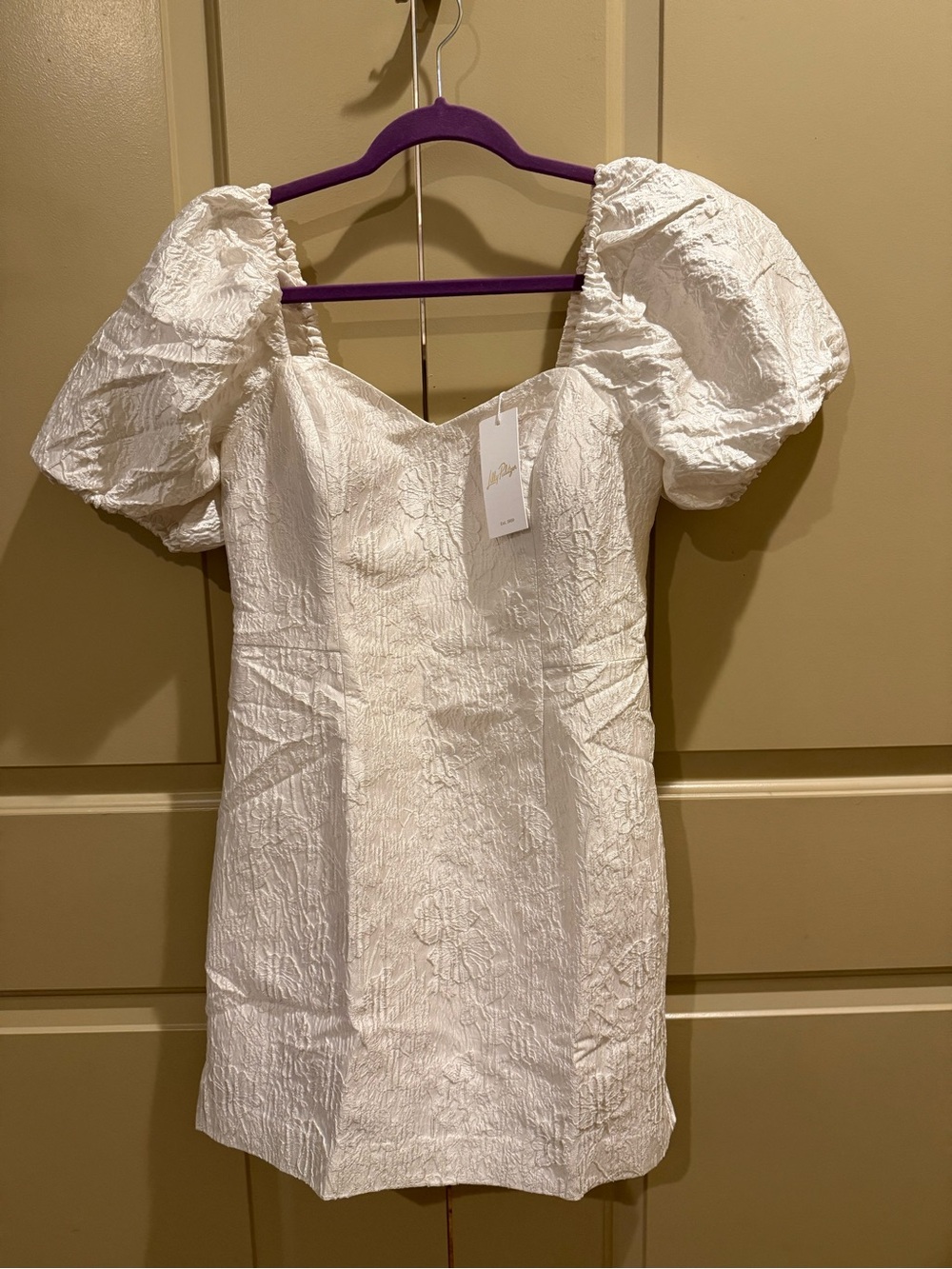 Lilly Pulitzer White Textured Puff-Sleeve Mini Dress